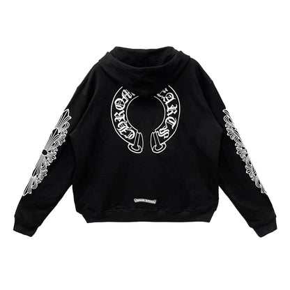 Chrome Hearts Horseshoe Floral Sleeve Hoodie
