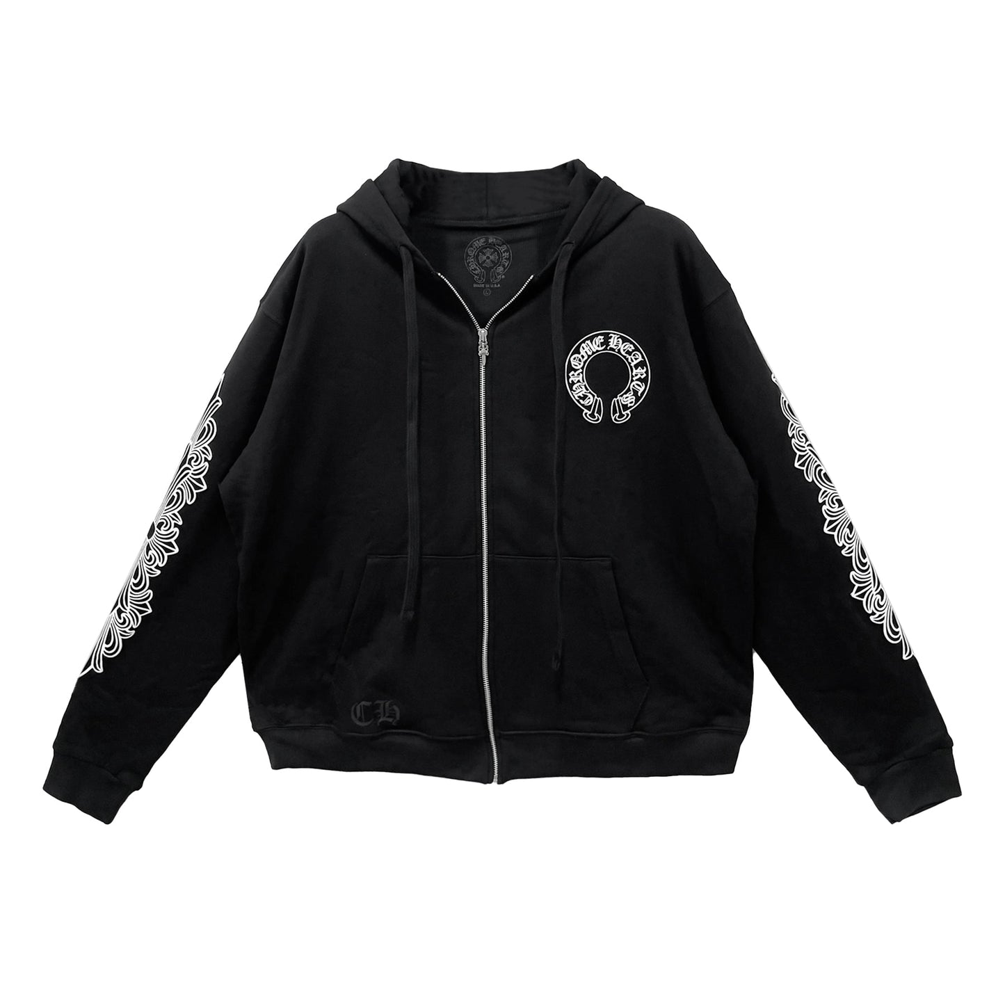 Chrome Hearts Horseshoe Floral Sleeve Hoodie