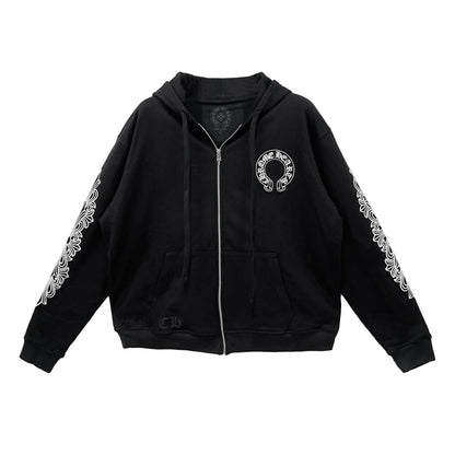 Chrome Hearts Horseshoe Floral Sleeve Hoodie