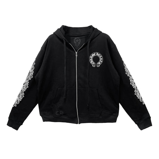 Chrome Hearts Horseshoe Floral Sleeve Hoodie